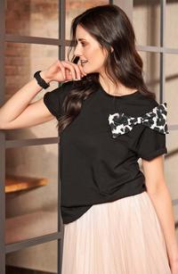 Black T-shirt with Animal Theme with Bow