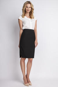 Black High Waist Knee Length Elegant Skirt
