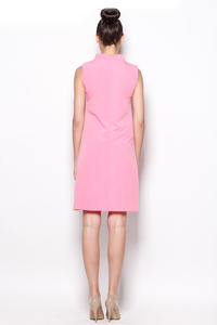 Pink High Neck Sleeveless Shift Dress