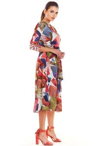 Classic Flared Dress with a Colorful Pattern
