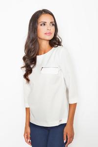 Ecru 3/4 Sleeves Blouse with Zippers