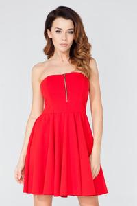 Red Off Shoulders Party Dress with a Zip