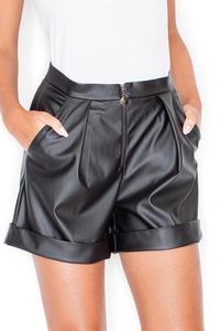 Black Eco-Leather High Rise Shorts