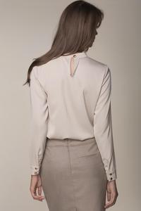 Beige Stand-up Collar Chic Blouse