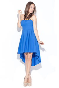 Blue Asymmetrical Pleated Bandeau Dress 