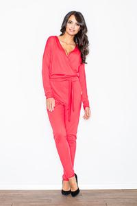 Red Stylish Ladies Belted Jumpsuit