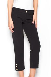 Black 7/8 Simple Pencil Pants with Glod Buttons