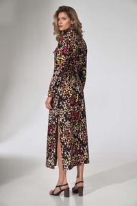 Floral Button Closure Belted Midi Dress