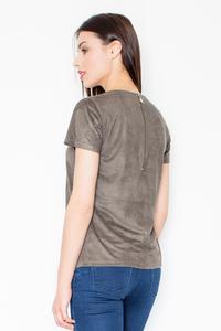 Olive Green Suede T-shirt with Zip at The Back