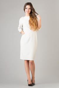 Off White Seam Shift Dress with Back Zip Fastening