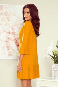 Mustard Formal Dress with Pleated Frills
