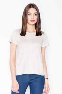 Beige Suede T-shirt with Zip at The Back