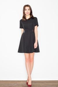 Black Short Sleeves Dress with Leather Details