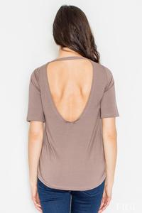 Brown Classic Style Cut Out Back T-shirt