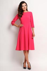 Pink Elegant Classic 3/4 Sleeves Midi Dress