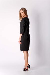 Black Classic Straight Dress with Asymmetrical Zipper