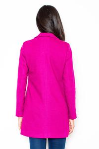 Pink Short Woolen Coat with Asymetrical Zip Closure