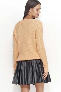 Casual Apricot Sweater with V-neck