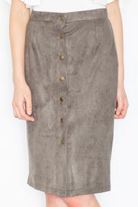 Olive Green Snaps Closure Pencil Skirt
