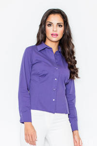 Collared Purple Shirt with Top Stitch Bust Seams