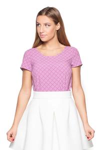 Pink Scoop Neckline Geometric Pattern T-shirt