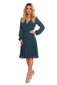 Green Wrapped Front Pleated Dress