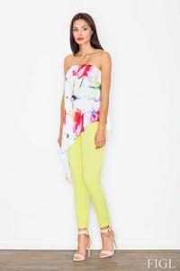 Two Pieces Jumpsuit Flowered Top and Yellow Plain Bottom
