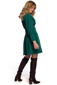 Green Wrap Front Long Sleeves Dress