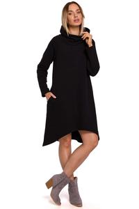 Knitted Asymmetrical Midi Dress (Black)