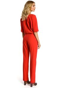 Red Elegant Jumpsuit with Short Sleeves