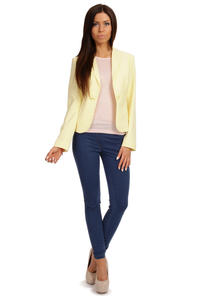 Long Lapels Yellow Coat with Single Button Fastening
