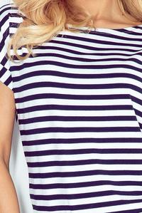 Navy Blue White Pencil Dress with Stripes