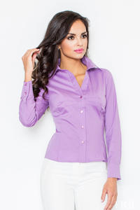 Collared Violet Shirt with Top Stitch Bust Seams