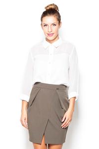 Olive Green Mini Pencil Skirt with Pockets
