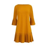 Mustard Formal Dress with Pleated Frills