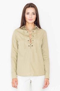 Olive Green Lace-up Front Shirt