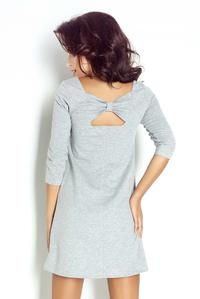 Grey Flared Dress with a Bow