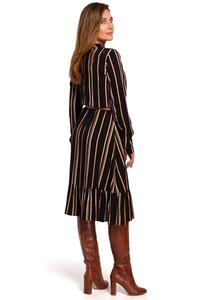 Striped dress with Stand-up Collar