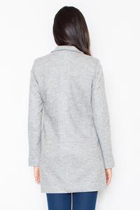 Grey Short Woolen Coat with Asymetrical Zip Closure