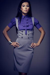 Dark Purple Collared Blouse with Bow Details and Pleated Cap Sleeves