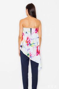 Two Pieces Jumpsuit Flowered Top and Navy Plain Bottom