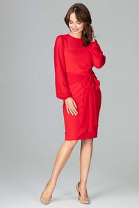 Red Midi Dress With Transparent Sleeves