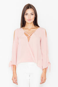 Pink Cut Out Sleeves Stylish Blouse