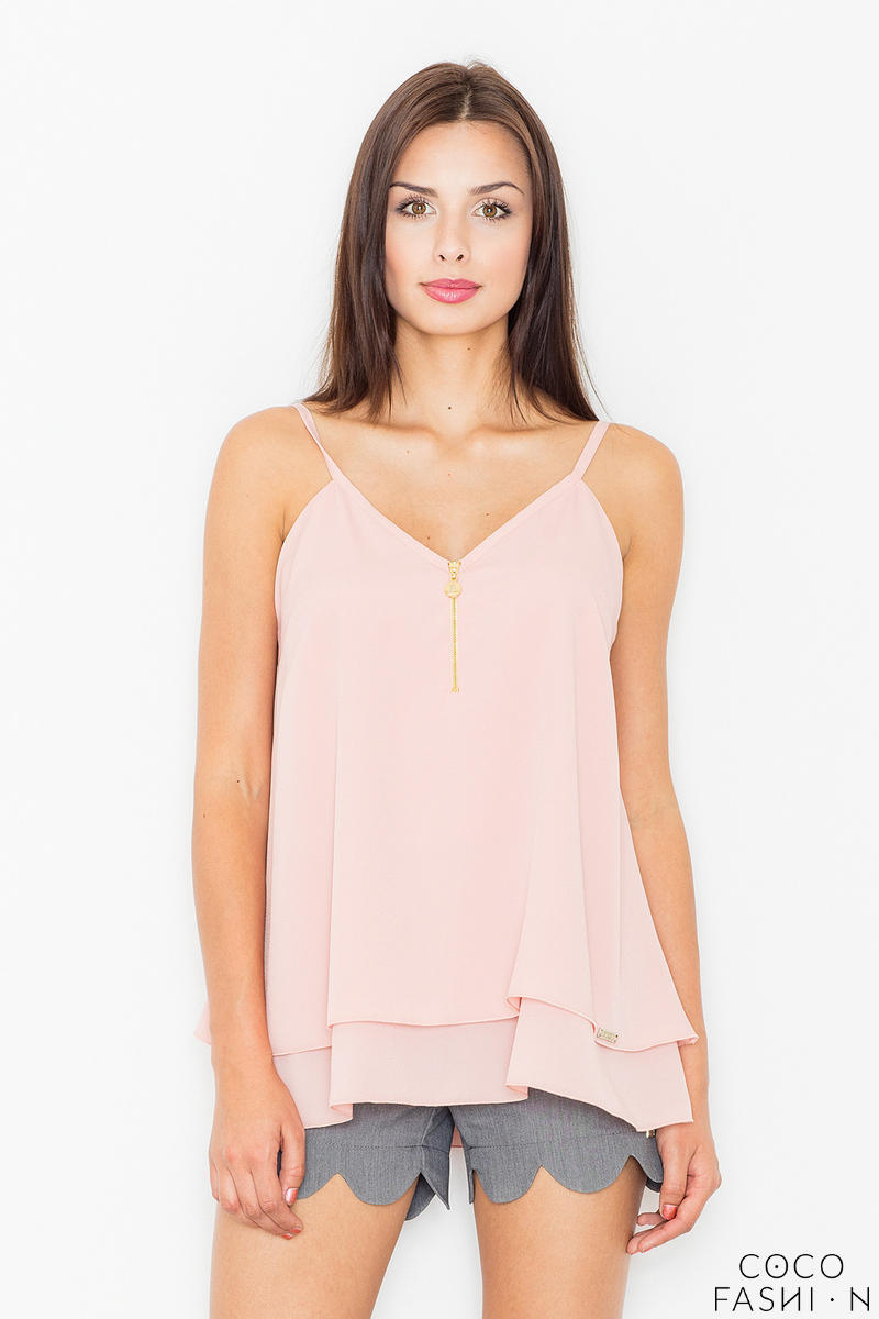 Pink Two Layers Spaghetti Straps Top