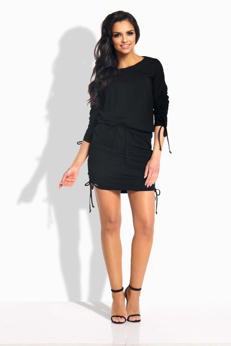 Black Drawstring Sport Style Dress