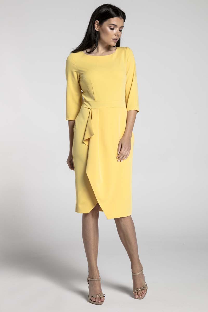 Yellow Midi Dress With Frills 