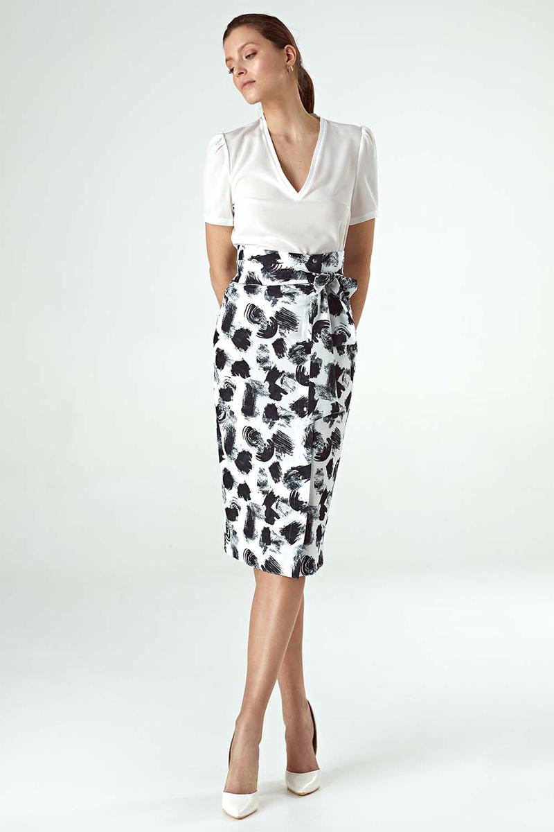 Patterned Pencil Skirt with High Waist