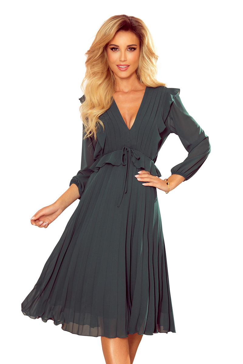 Green Cocktail Pleated Dress