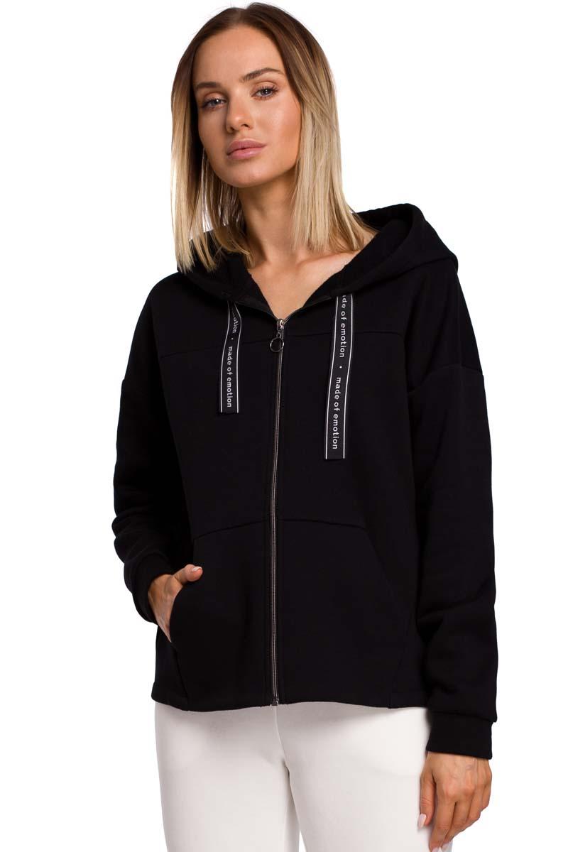 Knitted Sweatshirt Adjustable Hood (Black)