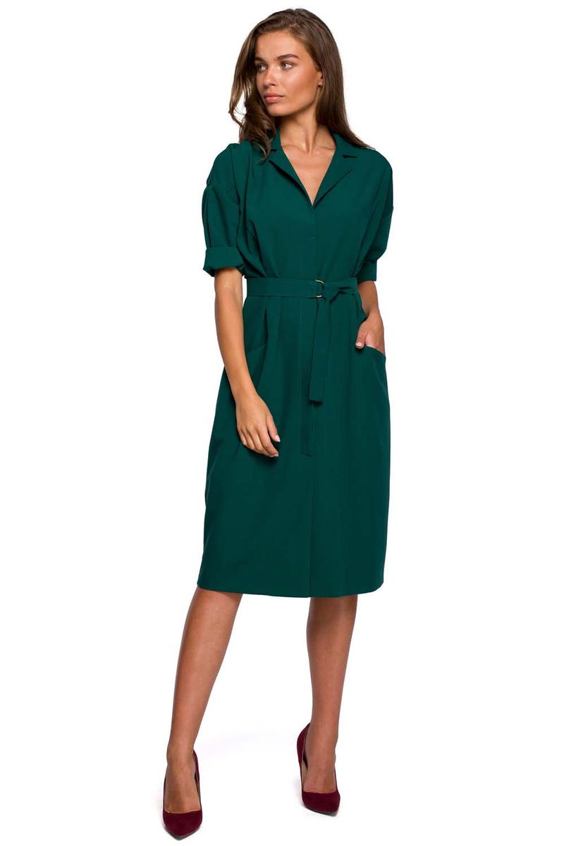 Green Belted Dress with Pockets